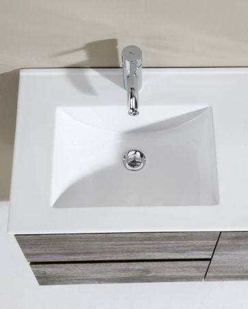 IBX Marina 80 см: тумба (2 ящика) и белая керамическая раковина, цвет мебели натуральный