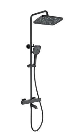 Душевая система с термостатом WONZON & WOGHAND, Черный матовый (WW-B3016-T1-MB), артикул WW-B3016-T1-MB