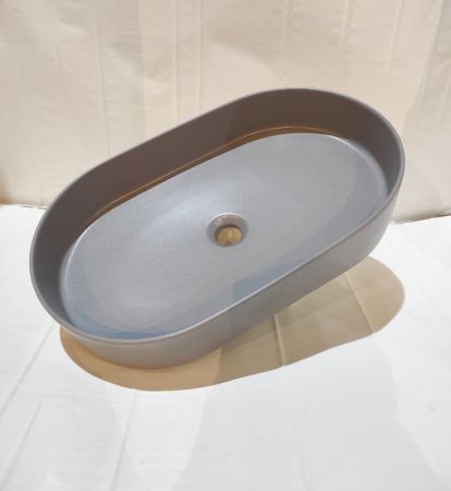 White Ceramic Blade, накладная овальная раковина 60x36x12h см, цвет серый матовый, артикул W0527FM