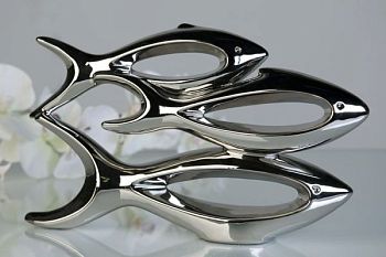 Casablanca, фигурка керамическая "Рыбы", цвет серебристый