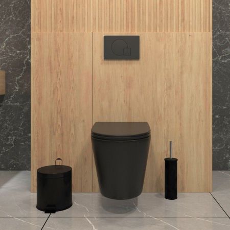 Унитаз подвесной Maretti Florenza безободковый с микролифтом, FL10PBM97-560, черный, артикул FL10PBM97-560