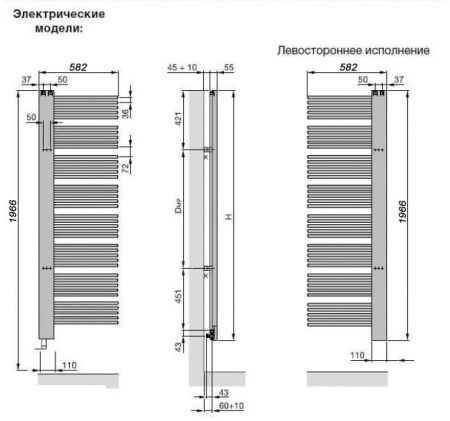 Электрический полотенцесушитель Zehnder Yucca Cover YPE-180-60/YD Белый правый
