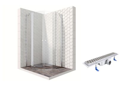 Душевой уголок Ambassador Nord 13011101-ST5, полукруглый, линейный трап, 90х90, артикул 13011101-ST5