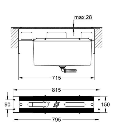 Монтажный ящик для установки смесителей на бортик ванной GROHE (29037000)
