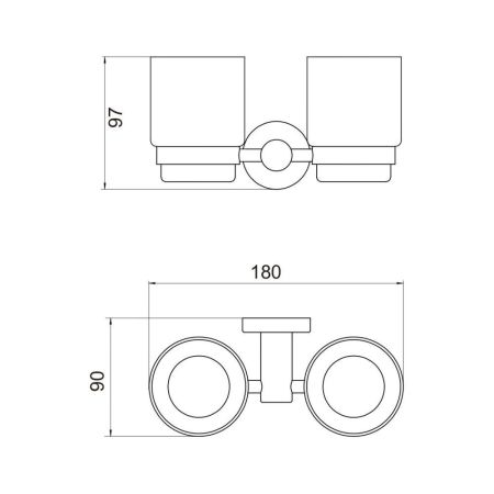 Стакан для ванной комнаты двойной Savol S-005668Q, графит, артикул S-005668Q