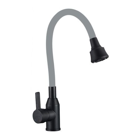Смеситель для кухни с гибким изливом и режимом душ Fmark FS8266H-04, черный/серый, артикул FS8266H-04