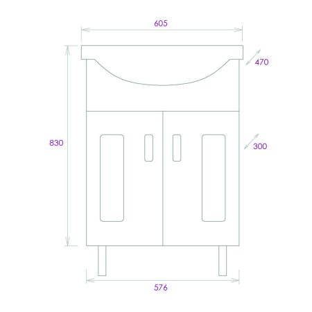 Тумба Onika Кристалл 60 напольная, белая (ум. Байкал 60), артикул 106123