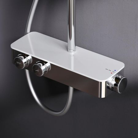 F0750A400 Inspire V2.0, душевая система, набор: см-ль д/душа с термостатом, верхний душ d 250 мм, ру F0750A400 Inspire V2.0, душевая система, набор: см-ль д/душа с термостатом, верхний душ d 250 мм, ру