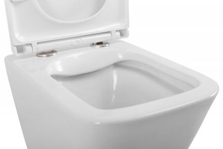 DUE Чаша унитаза подвесного c креплением и сиденьем дюропласт soft close BB3103CHR/SC, артикул BB3103CHR/SC