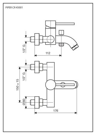 Emmevi Piper, однорычажный смеситель для ванны без набора для душа, цвет хром