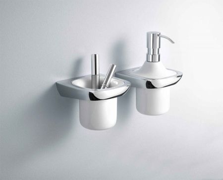 Стаканчик подвесной KLUDI AMBIENTA 5397505 (фарфор, белый/хром, на стену, круглый, глянцевый), шт, артикул 5397505