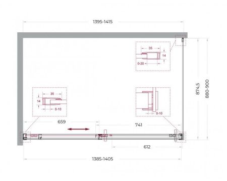 SOFT_CLOSE-1-AH-1-140/90-C-GM Душевой уголок, артикул SOFT_CLOSE-1-AH-1-140/90-C-GM
