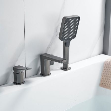 Смеситель на борт ванны Shevanik S9912T, оружейная сталь