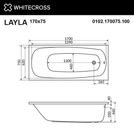 Ванна WHITECROSS Layla 170x75 акрил