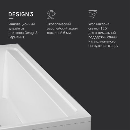 W52A-170-075W-A Inspire V2.0 Ванна акриловая 170х75 A0, шт