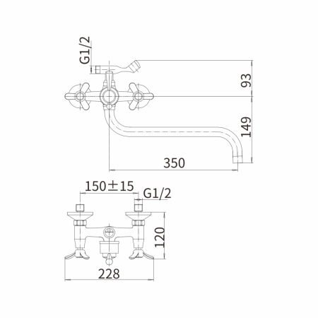 Смеситель для ванны FASHUN A2612-3, хром