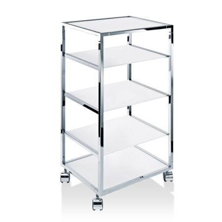 Decor Walther RW 2 Стеллаж передвижной 38x30x80см, стекло матовое, цвет: хром, артикул 0702404