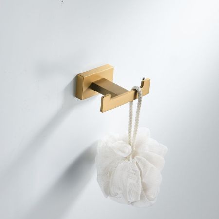 Крючок для ванной комнаты двойной Shevanik SG5621G, золотой сатин