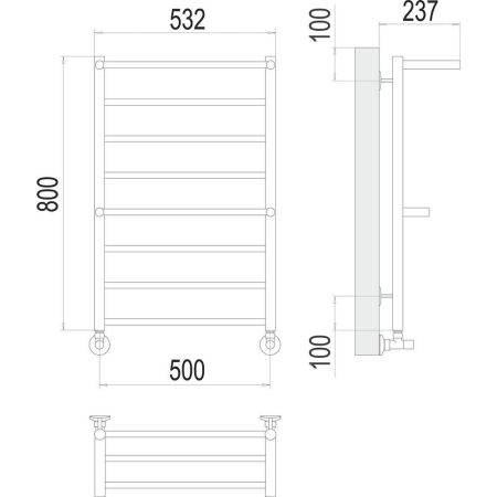 Полотенцесушитель водяной с полкой Terminus Анкона П8 50х80, артикул 4670078529978