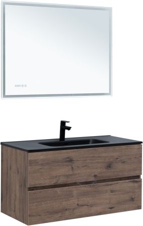 Тумба под раковину Aquanet Алвита New 100 2 ящика, дуб веллингтон табак, артикул 00334188