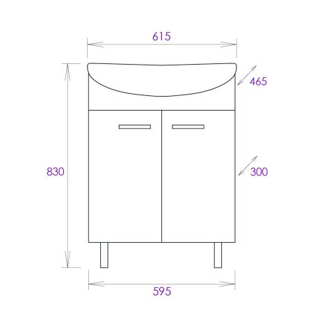 Тумба Onika Коралл 60 напольная, белая (ум. Уют 60), артикул 106149