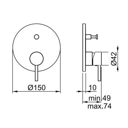 Almar ROUND CORE Внешняя часть смесителя на 2 потребителя, Brushed Nickel Almar ROUND CORE Внешняя часть смесителя на 2 потребителя, Brushed Nickel