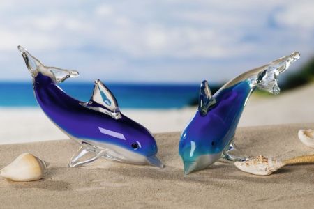 Casablanca, стеклянная композиция "2 дельфина", цвет бело-голубой (продаются парой), артикул 77292