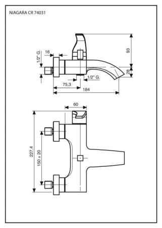 Emmevi Niagara, однорычажный смеситель для ванны без набора для душа, цвет хром, артикул 74031/CR