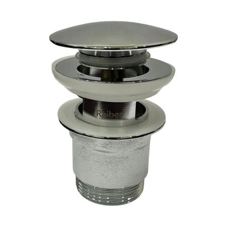 Донный клапан с переливом для раковины Raiber RP-50, хром, артикул RP-50