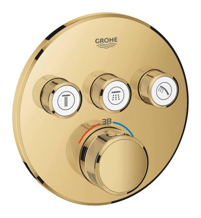Термостат GROHE Grohtherm SmartControl на 3 выхода, верхняя монтажная часть, холодный рассвет глянец (29121GL0)