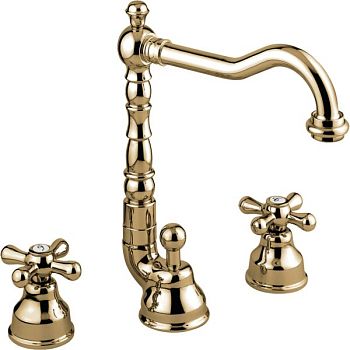 Emmevi Deco Old, двухвентильный смеситель для раковины (излив 18,3 см), на 3 отверстия, с донным клапаном, цвет бронза