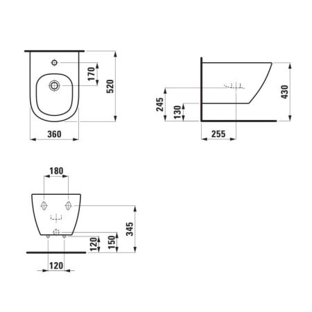 LAUFEN Lua Биде подвесное 520*360 мм, цвет белый глянец, артикул 8.3008.1.000.302.1