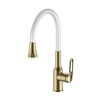 Смеситель для кухни с гибким изливом и режимом душ Haiba HB42830-5, матовое золото