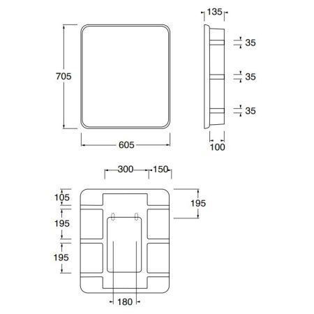Azzurra ANFIBIO Зеркало в керамической основе с полками, цвет белый