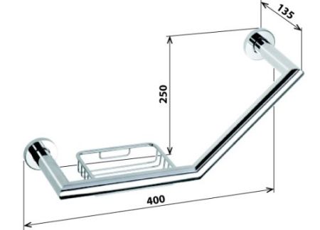 Ручка OMEGA изогнутая с мыльницей левый /правый 440*220*130мм, артикул 104307631
