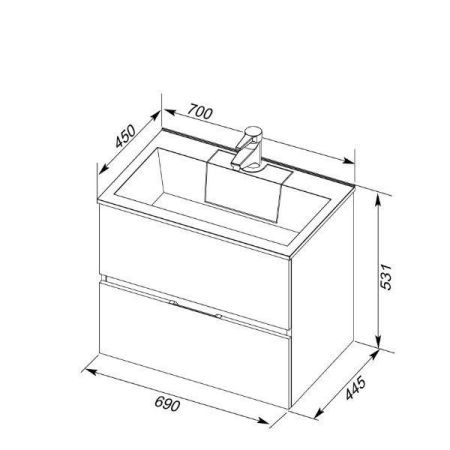 Раковина для тумбы Aquanet Фортуна 70, артикул 00182523