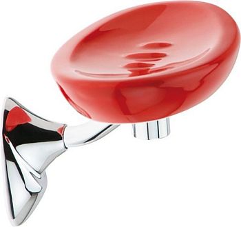 Stil Haus Zefiro, настенная керамическая мыльница, цвет хром - красная керамика