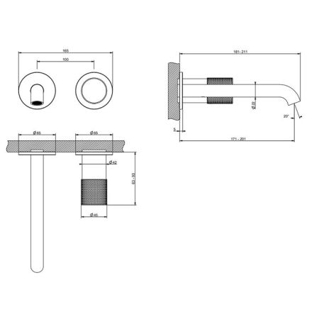 GESSI HABITO CESELLO Смеситель для раковины настенный встраиваемый, однорычажный, цвет хром, артикул 70488#031