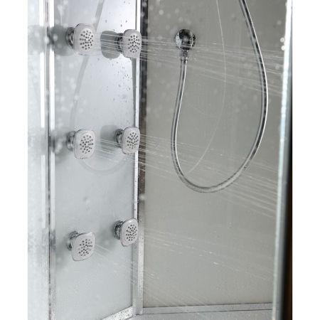 Душевая кабина Black&White Galaxy G5503-90х90 с гидромассажем профиль Серебристый хром задняя стенка Белая