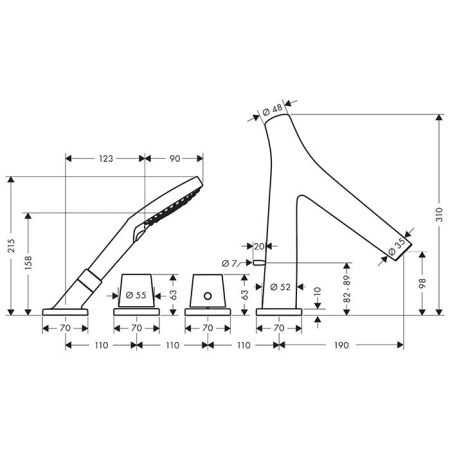 AX Starck Org Смеситель для край ванны, цвет шлифованный никель, артикул 12425820