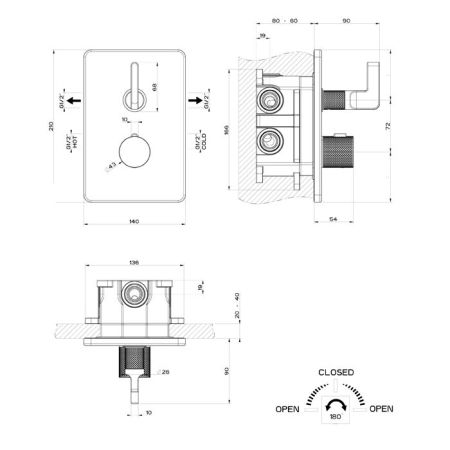 GESSI INCISO Термостатический смеситель на 2 источника (внешняя часть), цвет черный матовый