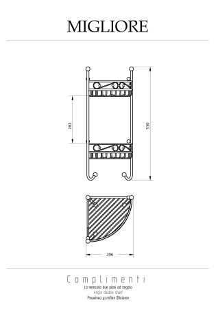 COMPLEMENTI Решетка угловая ажурная, двойная L21xP21xH53 см., хром, артикул 22937