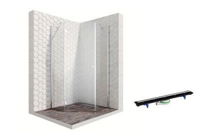 Душевой уголок Ambassador Diamond 12011111L-PR3, пятиугольный, линейный трап, 90х90, артикул 12011111L-PR3