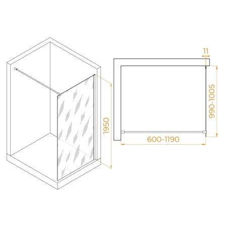 Душевая перегородка RGW WA-002 (Тонированное (Серое), 1000), артикул 35100210-31