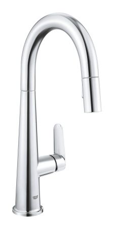 Смеситель для кухни GROHE Veletto, C-образный высокий выдвижной излив, хром (30419000), артикул 30419000