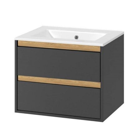 Тумба под раковину EXCELLENT Tuto 60 см (серый/дуб), 2 ящика, артикул MLEX.0103.600.GRBL