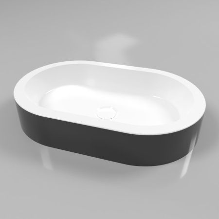 Умывальник WHITECROSS Malachite A 55x35 (черный/белый глянец) иск. Камень, артикул 0721.055035.10100