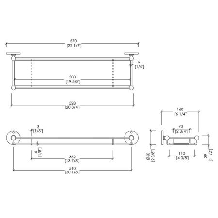 Devon&Devon Cavendish Полочка стеклянная, цвет золото, артикул WM10
