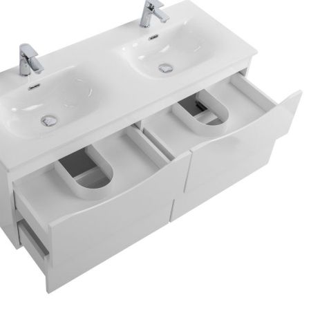 MARINO-CER-N База под раковину подвесная с четырьмя выкатными ящиками, Bianco Lucido, 1202x462x500, MARINO-CER-N-1200-4C-SO-BL-P, артикул MARINO-CER-N-1200-4C-SO-BL-P