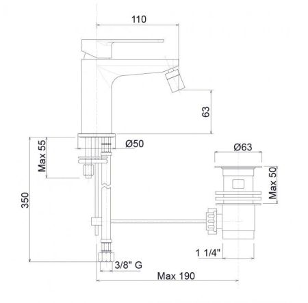 Смеситель на биде CEZARES TIRRENO-BSM1
